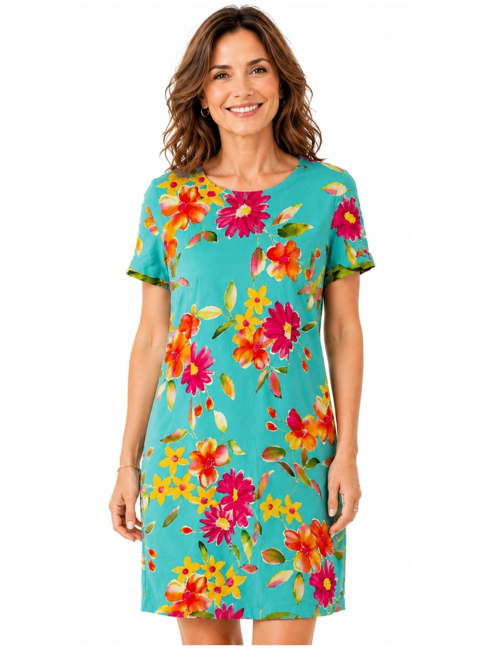 Maggy London Pink and Turquoise Floral Dress